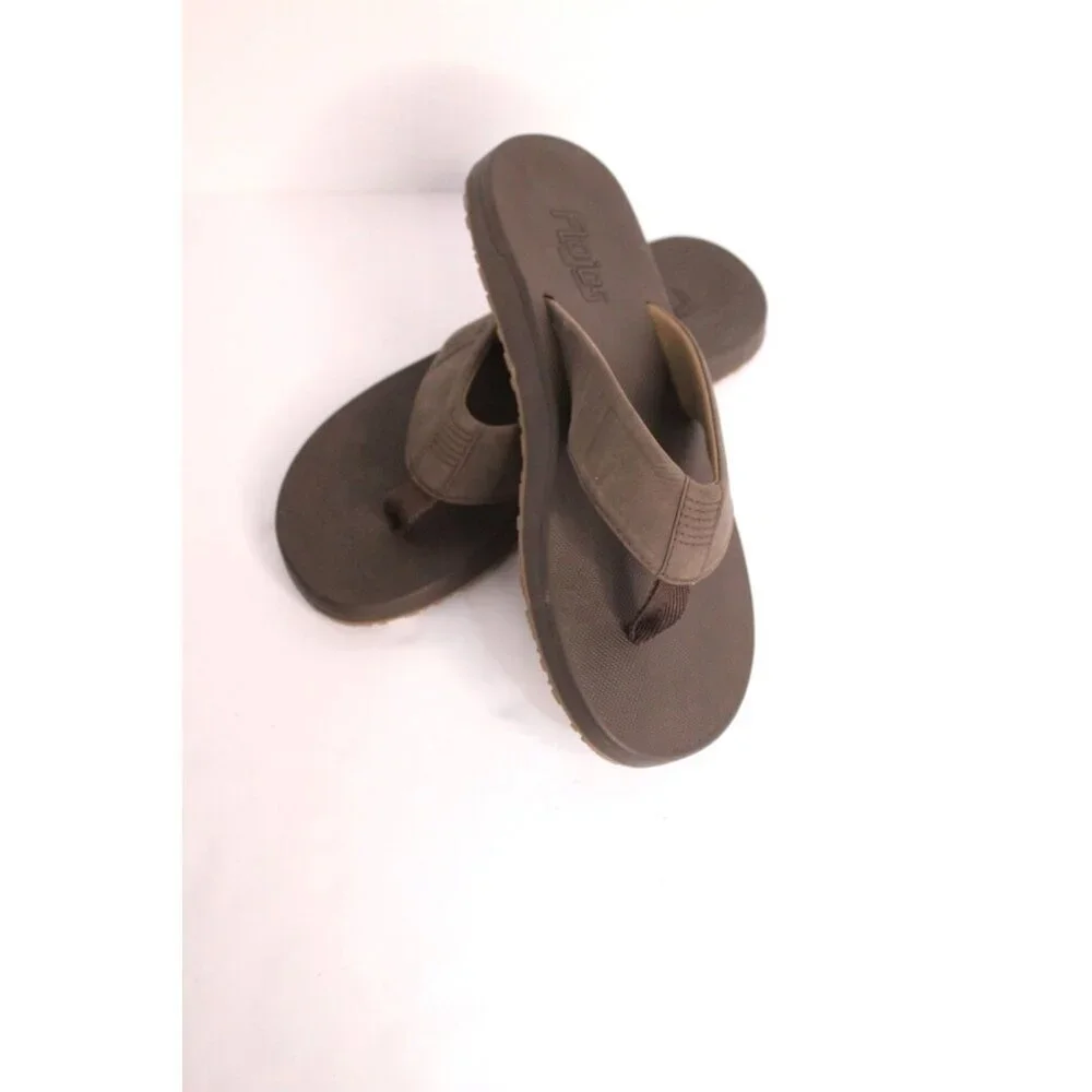 FLOJOS Bajo Memory Foam Flip Flops Sandals Men's 8‎ Brown Tan Casual NWOB